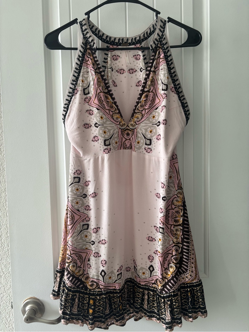 Free People Pink Paisley-Print Halter Mini Dress